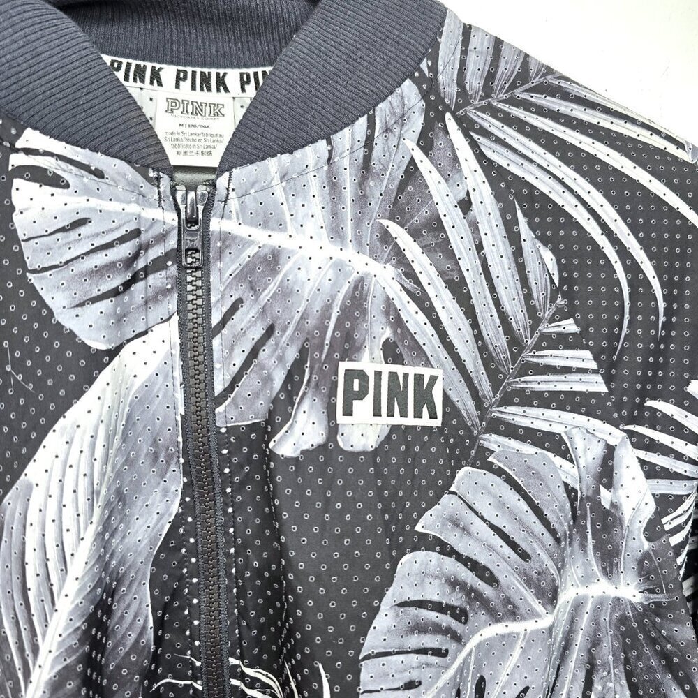 Victoria's Secret Pink Lightweight Jacket Full Zip Mesh Floral Palm - Picture 2 of 7